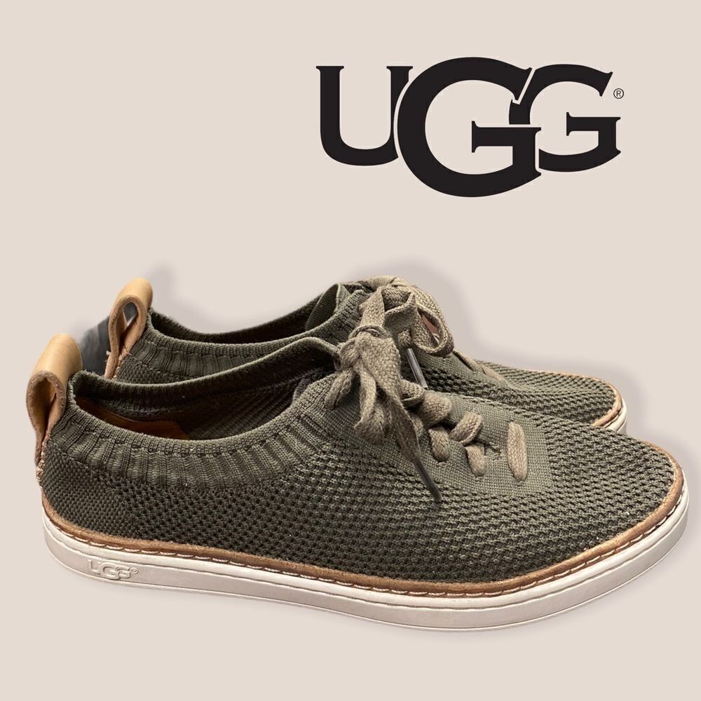 Ugg "Sidney" Olive Tie Sneakers 6